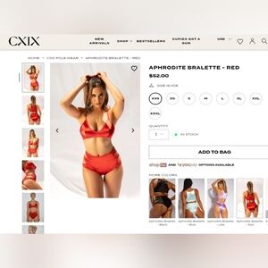 CXIX Aphrodite Red Bralette And High Waisted Bottoms Pole wear